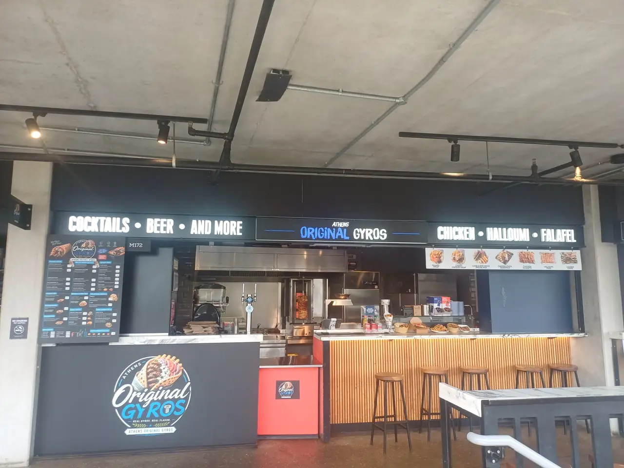 The Athens Original Gyros unit inside Hawley Wharf, Camden